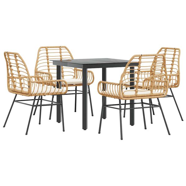 vidaXL Garden Dining Set Brown Poly Rattan 4-seater