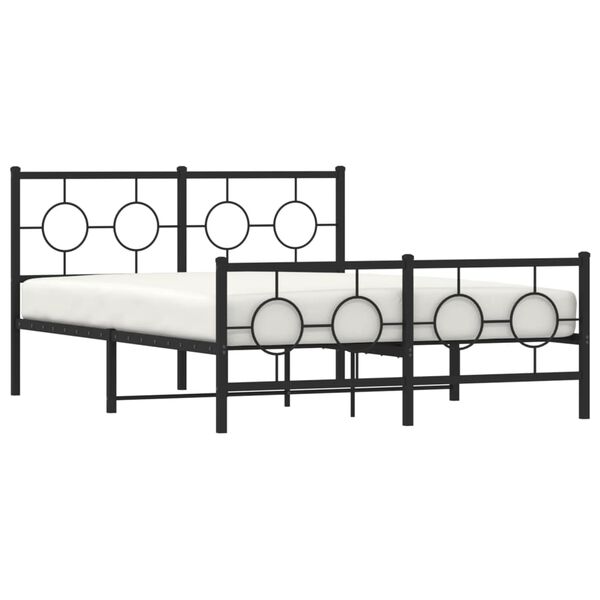 vidaXL Bed Frame Black Steel Full Bed Frame Rectangular Industrial