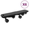 vidaXL Moving Dollies with 4 Wheels 6 pcs Black Polypropylene 374.8 lb
