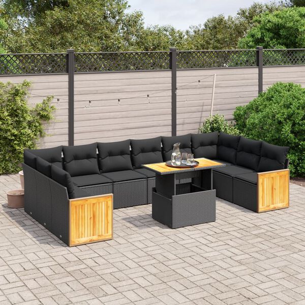 vidaXL Garden Sofa Set Black