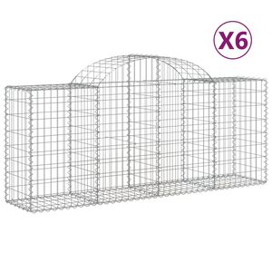 vidaXL Gabion Basket Set of 6 Silver Galvanized Iron Extra Large