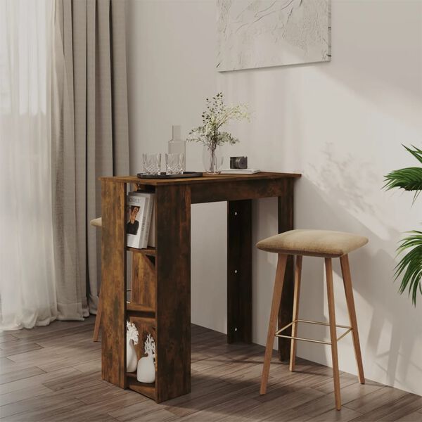 vidaXL Bar Table Smoked Oak Engineered Wood Small Bar Table