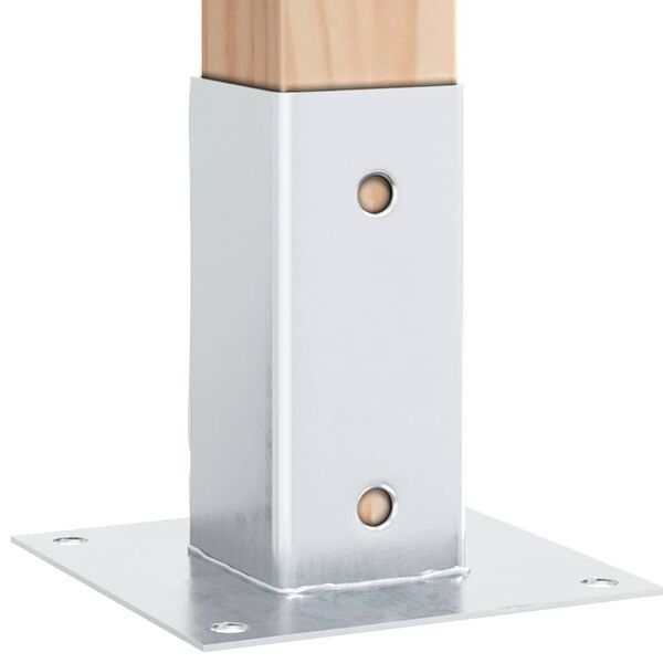 vidaXL Post Bases Square 12 pcs Silver 2.80x2.80" Galvanised Steel