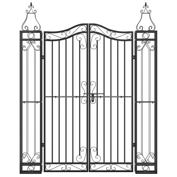 vidaXL Garden Gate Black 47.6"x3.1"x59.1" Wrought Iron