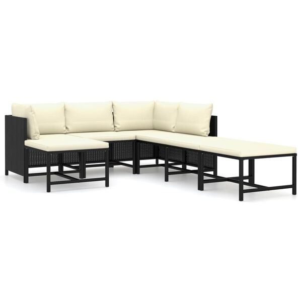vidaXL Garden Lounge Set Black, Cream White