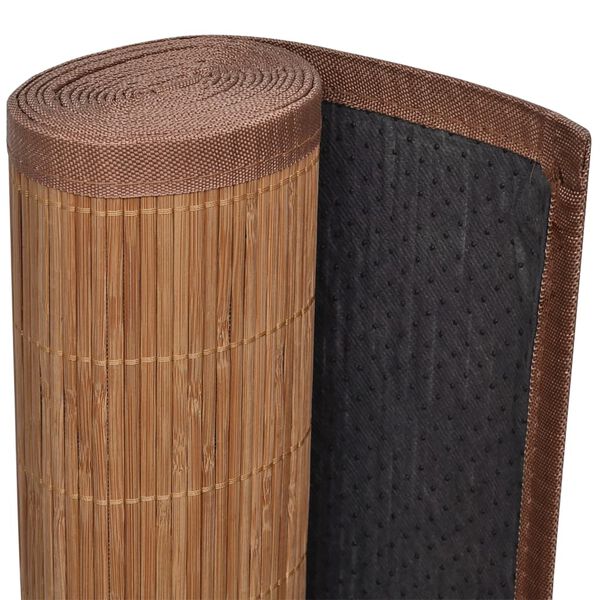 vidaXL Rug Brown Bamboo, Polypropylene, PVC 63x90 in Foldable Area Rug
