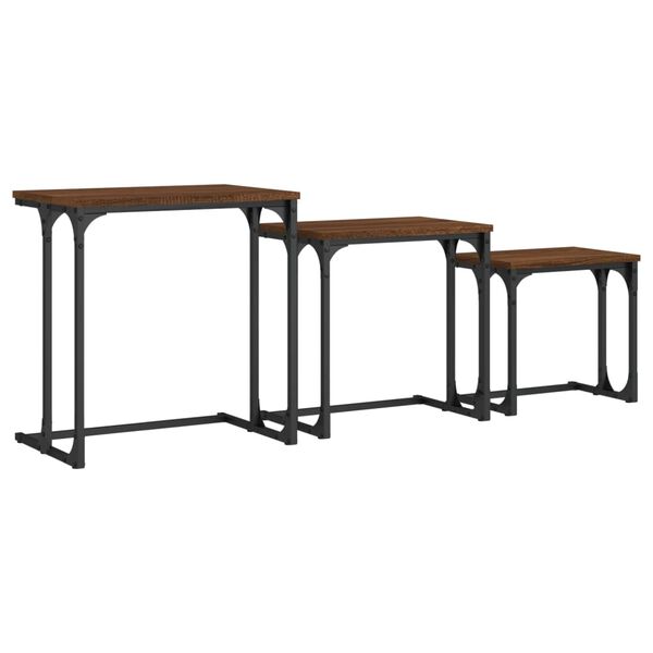 vidaXL Nesting Coffee Table Brown Oak Engineered Wood, Metal