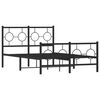 vidaXL Bed Frame Black Powder-coated steel Small Double Bed Frame