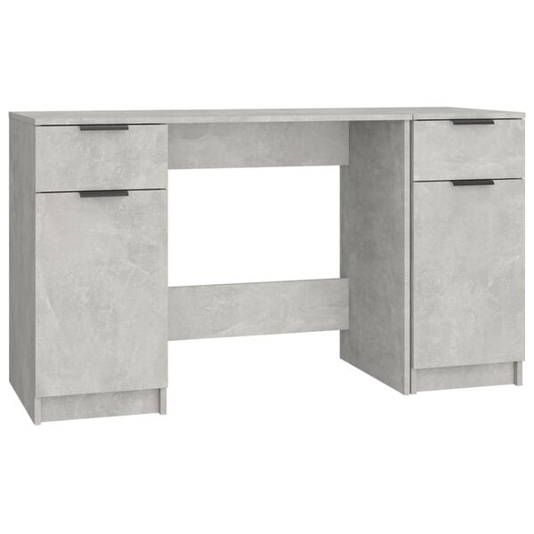 vidaXL Desk Concrete Grey Engineered Wood Medium Desk Rectangular