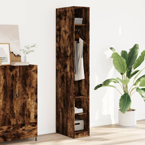 vidaXL Wardrobe Smoked Oak Engineered Wood Compact Wardrobe