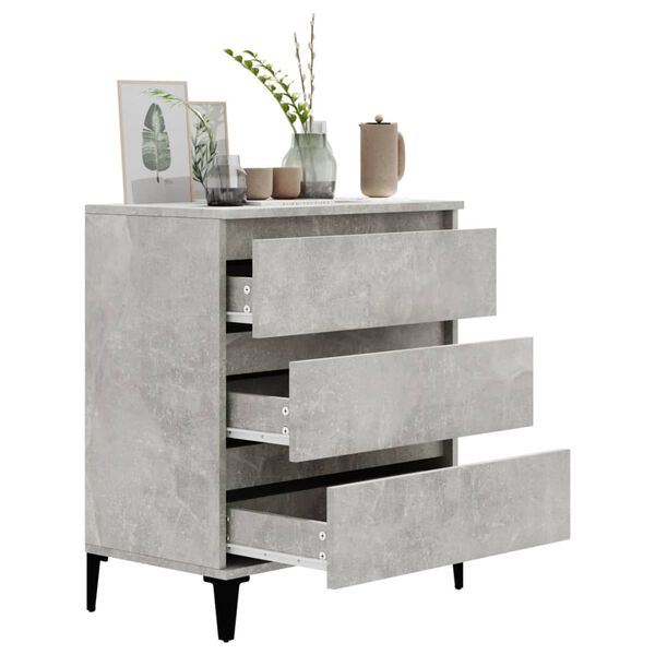 vidaXL Sideboard Concrete Grey Engineered Wood, Metal Medium Sideboard