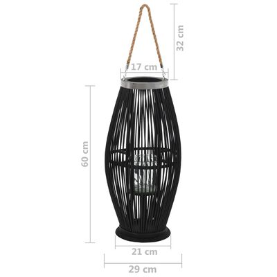 vidaXL Hanging Candle Lantern Holder Bamboo Black 23.6"