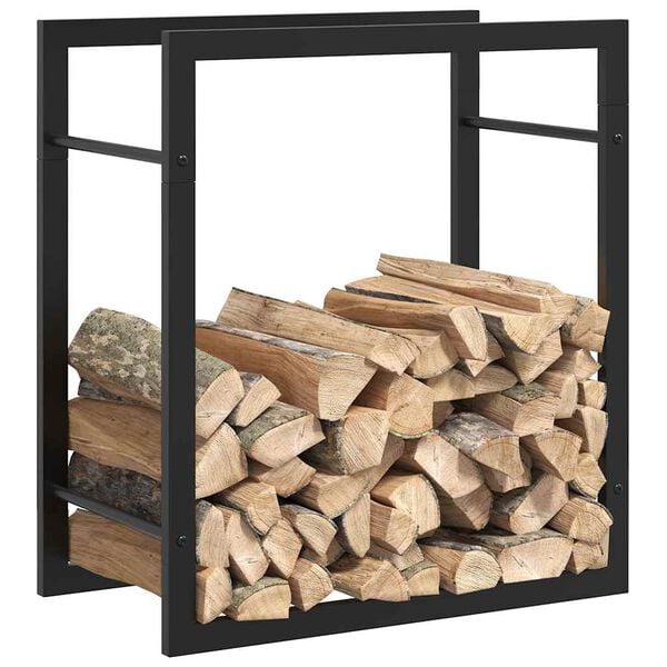 vidaXL Firewood Rack Matt Black 19.7"x11"x22" Steel
