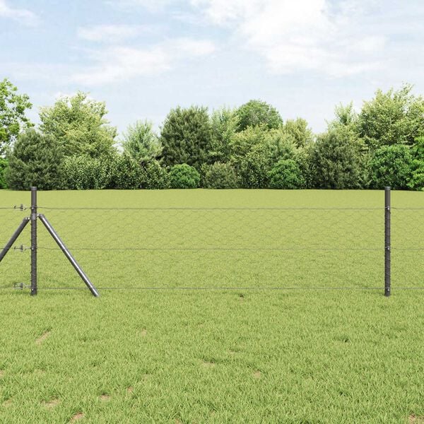 vidaXL Hexagon Fence Gray 5.2'x 82'Steel