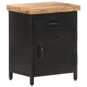vidaXL Bedside Cabinet Black and natural wood