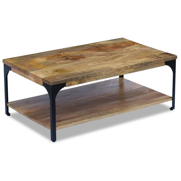vidaXL Coffee Table Natural Mango Mango Wood, Steel