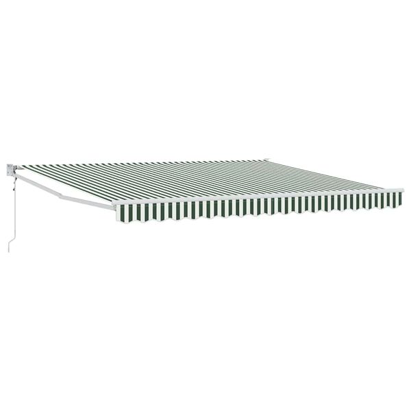 vidaXL Retractable Awning Green and white 157.48" x 118.11" Polyester