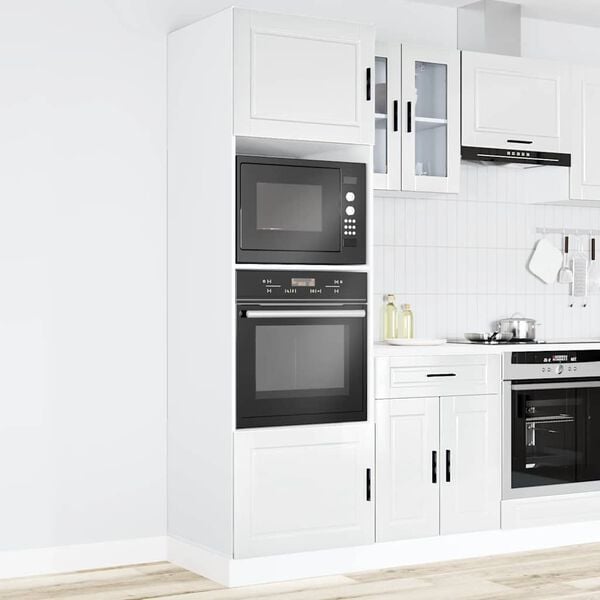 vidaXL Oven Cabinet Set of 2 Gloss white Engineered wood Standard