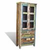 vidaXL Book Shelf Multicolor Reclaimed wood Tall Doors Bookshelf