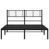 vidaXL Metal Bed Frame Black Powder-Coated Steel 47.2x79 in Modern
