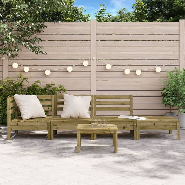 vidaXL Garden Sofa Natural Wood Pinewood 4-seater Modular