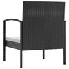 vidaXL Garden Lounge Set Black PE rattan, powder-coated steel, glass