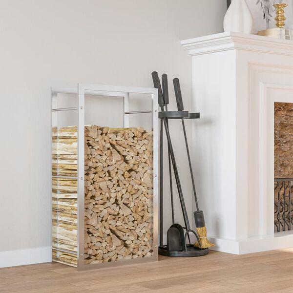 vidaXL Firewood Rack 31.5"x11"x60.6" Stainless Steel