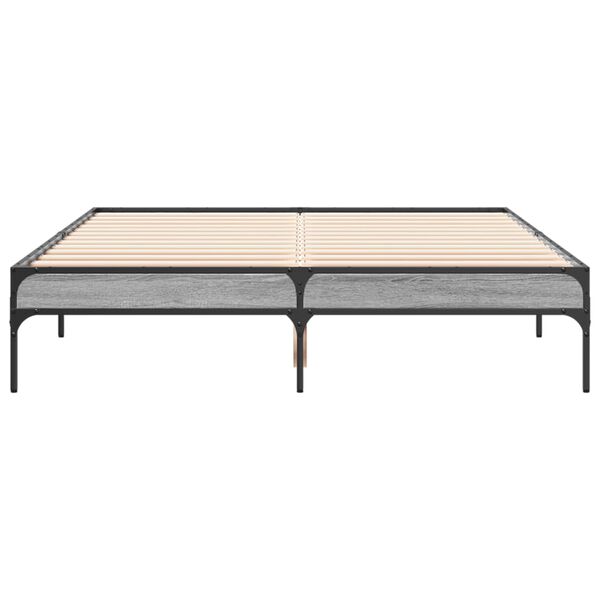 vidaXL Bed Frame Grey Sonoma Engineered wood, Metal, Plywood Full
