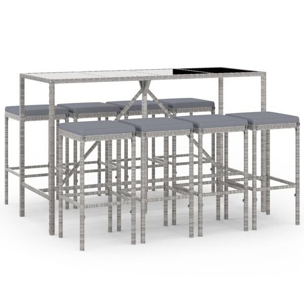vidaXL Garden Bar Set Grey, Black