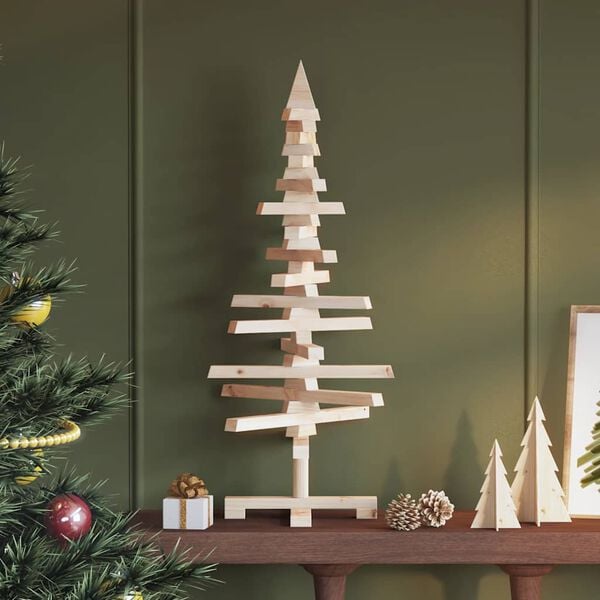 vidaXL Wooden Christmas Tree for Decoration 35.4" Solid Wood Pine