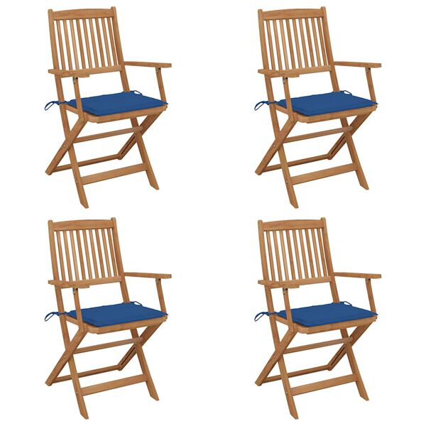 vidaXL Folding Chairs 4 pcs with Cushions Solid Acacia Wood