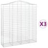 vidaXL Gabion Basket Set of 3 Silver Galvanized iron Large