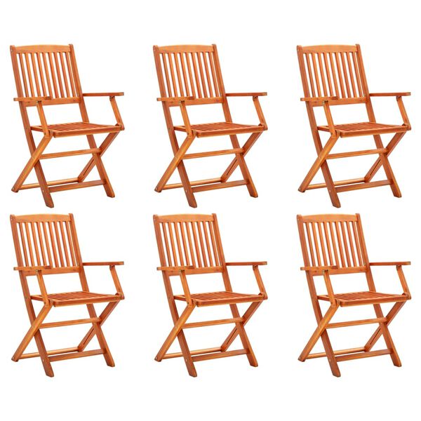 vidaXL Garden Chair Set of 6 Brown Solid eucalyptus wood Standard