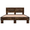vidaXL Bed Frame Smoked oak Engineered wood, metal, plywood Full