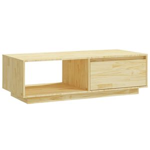 vidaXL Coffee Table Natural Solid Pinewood Medium Storage Coffee Table