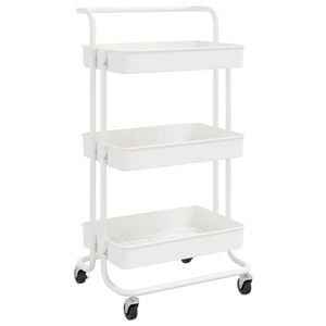 vidaXL 3-Tier Kitchen Trolley White 16.5"x13.8"x33.5" Iron and ABS