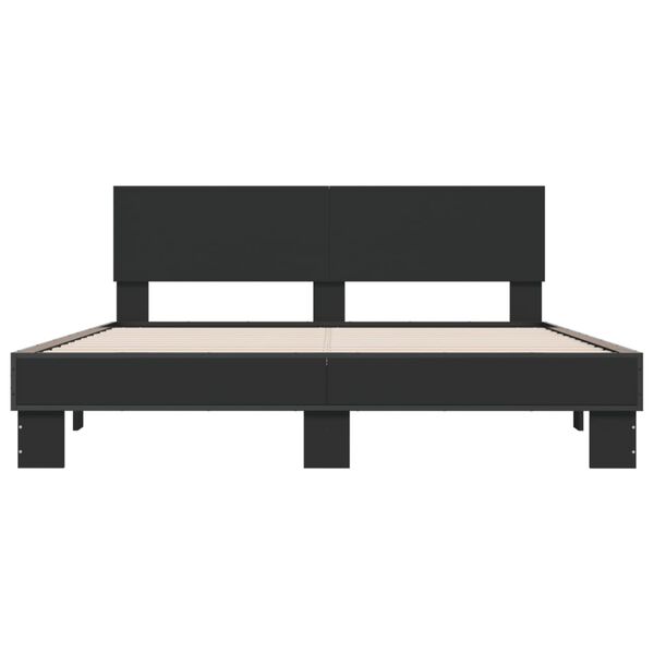 vidaXL Bed Frame Black Engineered wood King Durable Bed Frame