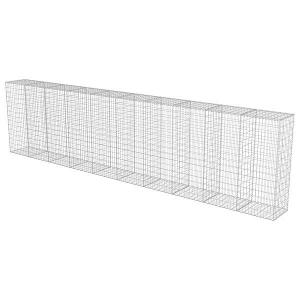 vidaXL Gabion Wall with Covers Galvanized Steel 236"x19.7"x59"