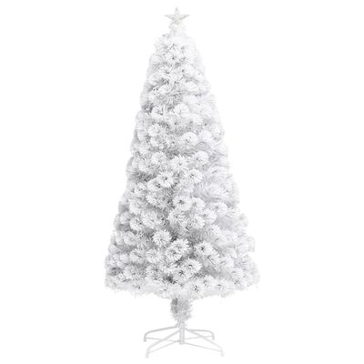 vidaXL Artificial Pre-lit Christmas Tree White 4 ft Fiber Optic