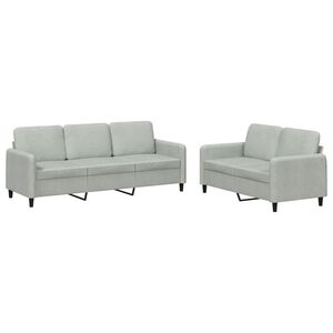 vidaXL Sofa Set Light grey Velvet (100% polyester), Metal, Plywood, Foam