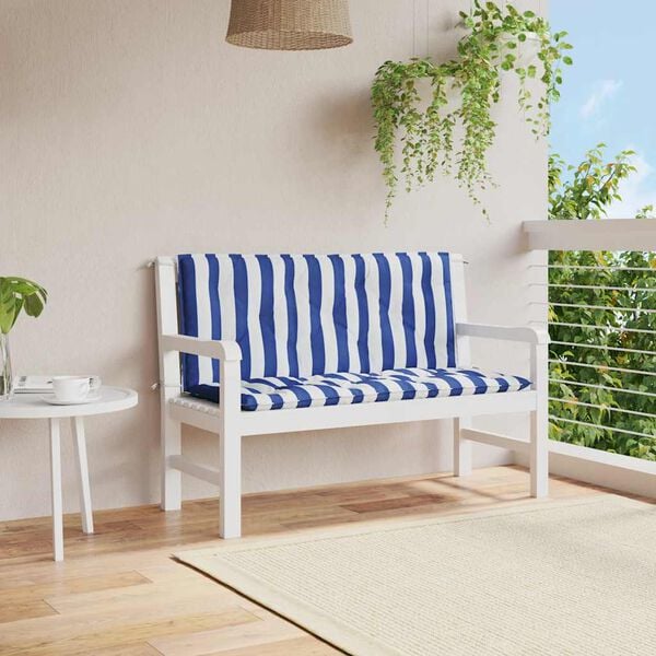 vidaXL Garden Bench Cushion Set of 2 Blue and White Stripe