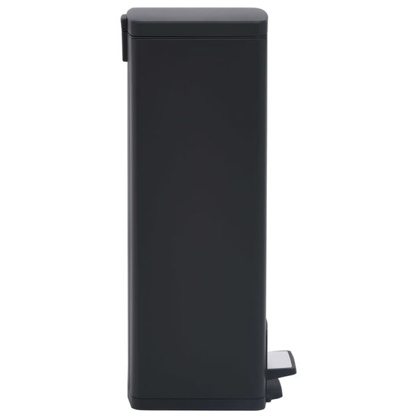 vidaXL Dustbin with Pedal Anti-fingerprint 7.9 gal Black Stainless Steel