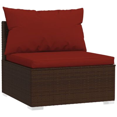 vidaXL Patio Furniture Set 5 Piece with Cushions Poly Rattan Brown