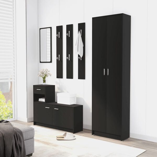 vidaXL Hallway Wardrobe Black Engineered wood Compact Compact Wardrobe