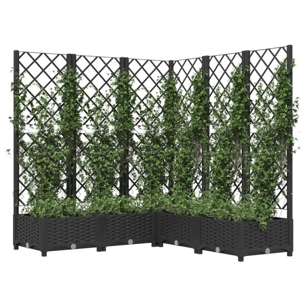vidaXL Garden Planter Black Polypropylene 47.2 x 47.2 x 47.8 in Planters