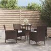 vidaXL Garden Bistro Set Brown Poly Rattan 5 Piece Set Durable