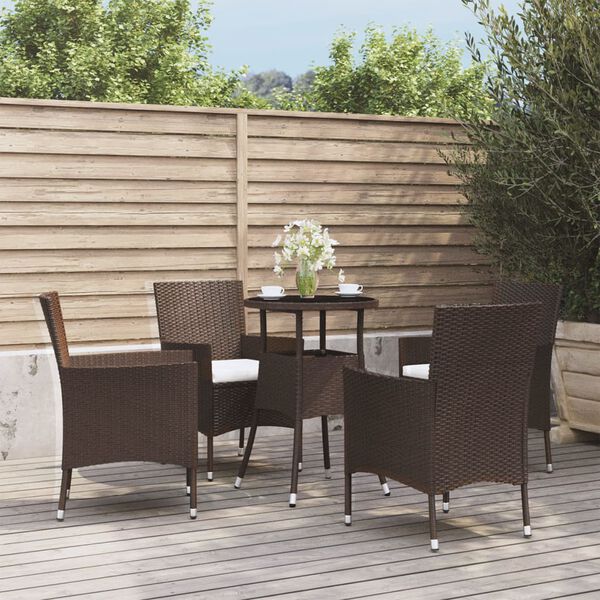 vidaXL Garden Bistro Set Brown Poly Rattan 5 Piece Set Durable