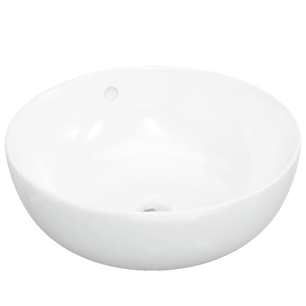 vidaXL Wash Basin White 17.3"x6.7" Ceramic Round