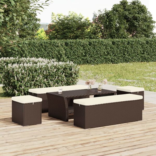vidaXL Ottoman Set of 2 Brown and Cream White