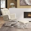 vidaXL Glider Chair With Stool Cream White Fabric (100% polyester)